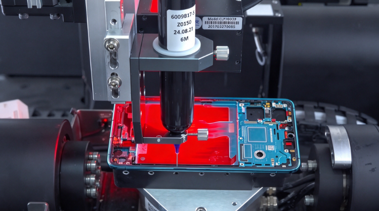 How Does a 5-Axis Dispensing Machine Apply Adhesive Around a Smartphone Screen Frame?
